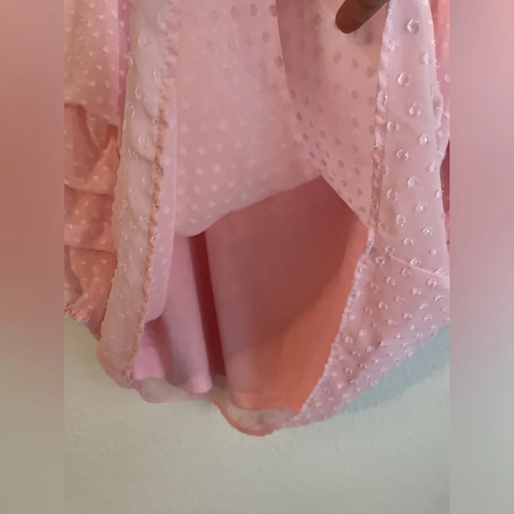 Zac & Rachel women’s pink Swiss dot blouse with ruffled sleeves size L - Picture 4 of 7